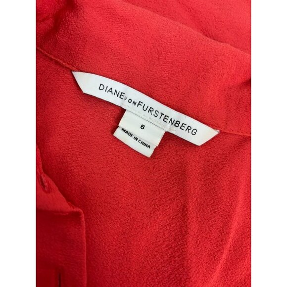 Diane Von Furstenberg women's 6 orange knee length collared shift shirt dress - Picture 7 of 9